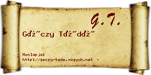 Géczy Tádé névjegykártya